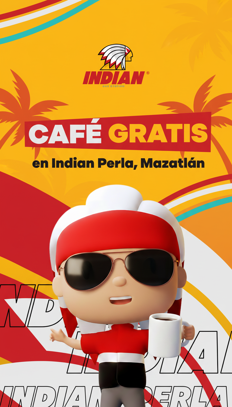 Indian Gas Station — Story "Café Gratis en Indian Perla Mazatlán"